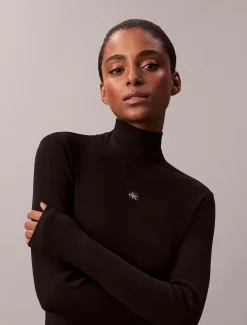 Calvin Klein Gewebtes geripptes Minikleid mit Monologo^Damen Kleider & Röcke