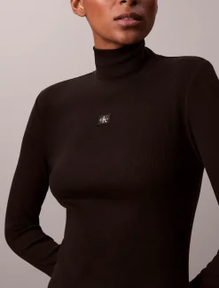 Calvin Klein Gewebtes geripptes Minikleid mit Monologo^Damen Kleider & Röcke