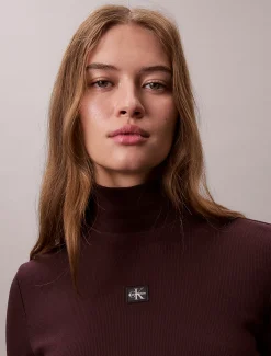 Calvin Klein Gewebtes geripptes Minikleid mit Monologo^Damen Kleider & Röcke