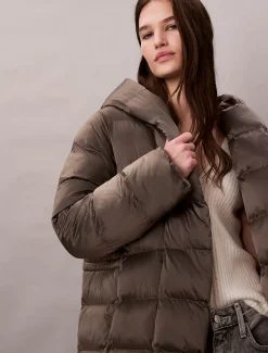 Calvin Klein Glänzende Wickel-Steppjacke^Damen Stepp Jacken|JackenFrisch Eingetroffen