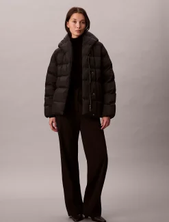 Calvin Klein Glänzende Wickel-Steppjacke^Damen Stepp Jacken|JackenFrisch Eingetroffen