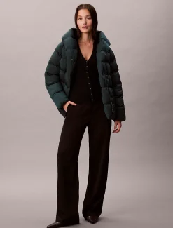 Calvin Klein Glänzende Wickel-Steppjacke^Damen Stepp Jacken|JackenFrisch Eingetroffen