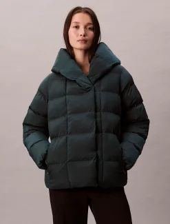 Calvin Klein Glänzende Wickel-Steppjacke^Damen Stepp Jacken|JackenFrisch Eingetroffen
