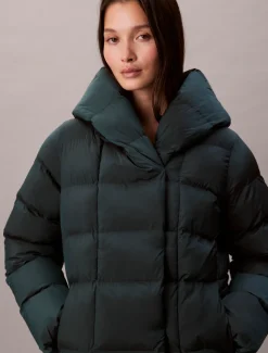 Calvin Klein Glänzende Wickel-Steppjacke^Damen Stepp Jacken|JackenFrisch Eingetroffen