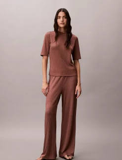 Calvin Klein Glänzendes, geripptes Stehkragen-Top^Damen T-shirts & Tops