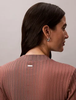 Calvin Klein Glänzendes, geripptes Stehkragen-Top^Damen T-shirts & Tops