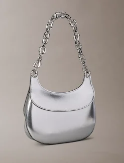 Calvin Klein Gravierte metallische Umhängetasche mit Kettenriemen^Damen SchultertaschenFrisch Eingetroffen|Taschen