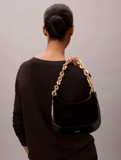 Calvin Klein Gravierte Umhängetasche mit Kettenriemen^Damen SchultertaschenFrisch Eingetroffen|Taschen