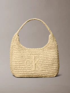 Calvin Klein Große Schultertasche aus handgeflochtenem Bast^Damen SchultertaschenFrisch Eingetroffen|Taschen