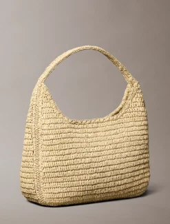 Calvin Klein Große Schultertasche aus handgeflochtenem Bast^Damen SchultertaschenFrisch Eingetroffen|Taschen