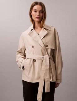 Calvin Klein Halblanger Trench Coat aus Baumwoll-Mix^Damen Mäntel