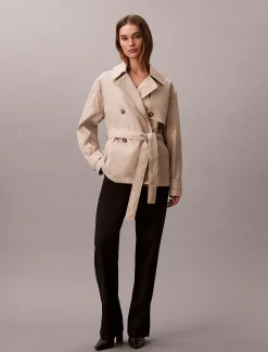 Calvin Klein Halblanger Trench Coat aus Baumwoll-Mix^Damen Mäntel
