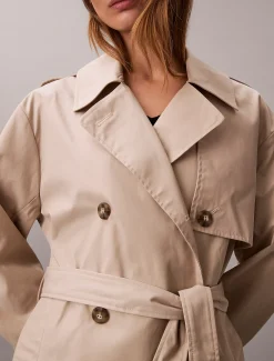 Calvin Klein Halblanger Trench Coat aus Baumwoll-Mix^Damen Mäntel