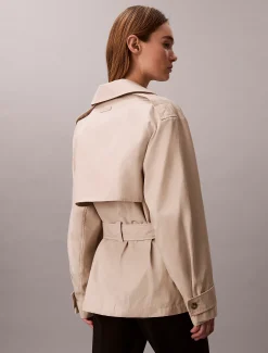 Calvin Klein Halblanger Trench Coat aus Baumwoll-Mix^Damen Mäntel