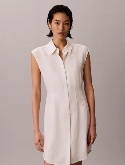 Calvin Klein Hemdkleid aus weichem Leinen und Lyocell^Damen Kleider & Röcke