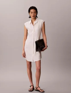 Calvin Klein Hemdkleid aus weichem Leinen und Lyocell^Damen Kleider & Röcke