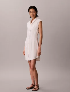 Calvin Klein Hemdkleid aus weichem Leinen und Lyocell^Damen Kleider & Röcke
