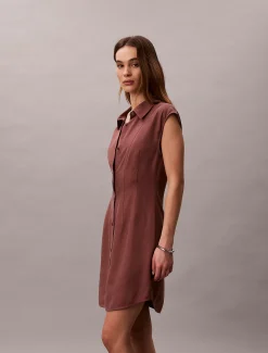 Calvin Klein Hemdkleid aus weichem Leinen und Lyocell^Damen Kleider & Röcke