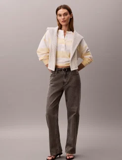 Calvin Klein Henley-Oberteil mit Varsity-Streifen^Damen T-shirts & Tops