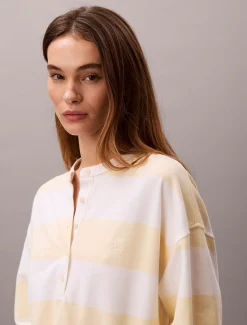 Calvin Klein Henley-Oberteil mit Varsity-Streifen^Damen T-shirts & Tops