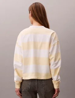 Calvin Klein Henley-Oberteil mit Varsity-Streifen^Damen T-shirts & Tops