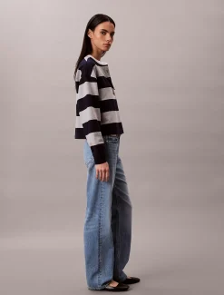 Calvin Klein Henley-Oberteil mit Varsity-Streifen^Damen T-shirts & Tops