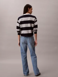 Calvin Klein Henley-Oberteil mit Varsity-Streifen^Damen T-shirts & Tops