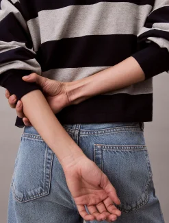 Calvin Klein Henley-Oberteil mit Varsity-Streifen^Damen T-shirts & Tops