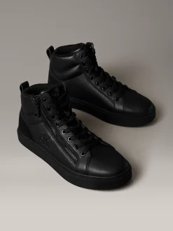 Calvin Klein High Top Sneakers aus Leder mit Reißverschluss^Herren SneakerFrisch Eingetroffen