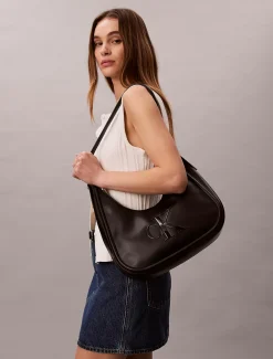 Calvin Klein Hobo-Halbmond-Tasche mit weichem Griff und Logo^Damen SchultertaschenFrisch Eingetroffen|Taschen