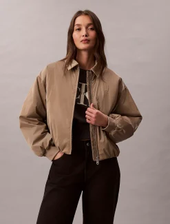 Calvin Klein Hochglanz, lässige Bomberjacke^Damen JackenFrisch Eingetroffen