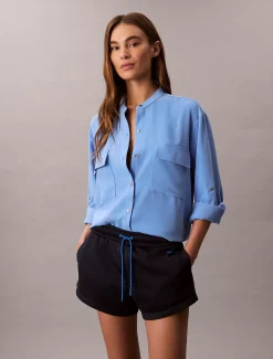 Calvin Klein Hochglanz-Mini-Shorts aus Frottee^Damen Hosen & Shorts