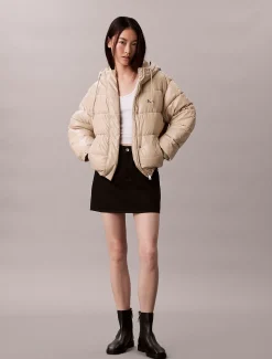 Calvin Klein Hochglanz-Steppjacke mit Kapuze^Damen Stepp Jacken|JackenFrisch Eingetroffen