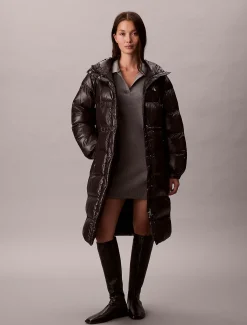 Calvin Klein Hochglanz-Steppmantel mit Kapuze^Damen Mäntel|Stepp Jacken