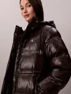 Calvin Klein Hochglanz-Steppmantel mit Kapuze^Damen Mäntel|Stepp Jacken