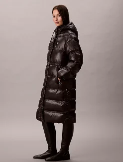 Calvin Klein Hochglanz-Steppmantel mit Kapuze^Damen Mäntel|Stepp Jacken