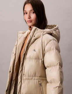 Calvin Klein Hochglanz-Steppmantel mit Kapuze^Damen Mäntel|Stepp Jacken