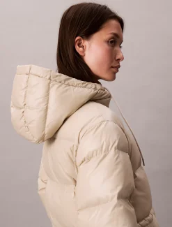 Calvin Klein Hochglanz-Steppmantel mit Kapuze^Damen Mäntel|Stepp Jacken