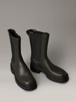 Calvin Klein Hohe Chunky Chelsea-Boots aus Leder^Damen Boots