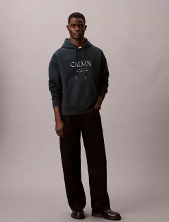 Calvin Klein Hoodie aus Premium-Fleece mit Calvin-Grafik^Herren Hoodies & Sweatshirts
