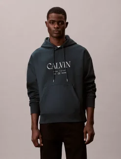 Calvin Klein Hoodie aus Premium-Fleece mit Calvin-Grafik^Herren Hoodies & Sweatshirts