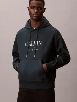 Calvin Klein Hoodie aus Premium-Fleece mit Calvin-Grafik^Herren Hoodies & Sweatshirts