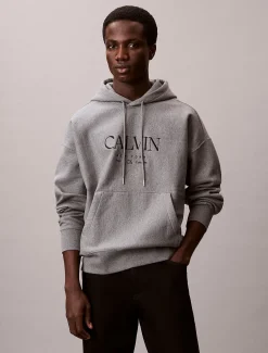 Calvin Klein Hoodie aus Premium-Fleece mit Calvin-Grafik^Herren Hoodies & Sweatshirts