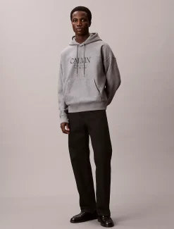 Calvin Klein Hoodie aus Premium-Fleece mit Calvin-Grafik^Herren Hoodies & Sweatshirts