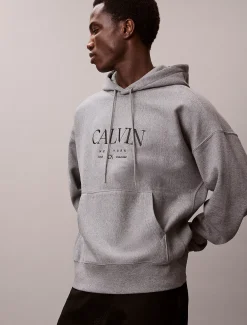Calvin Klein Hoodie aus Premium-Fleece mit Calvin-Grafik^Herren Hoodies & Sweatshirts