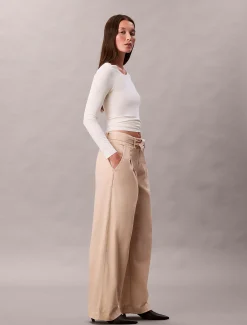 Calvin Klein Hose aus Baumwoll-Twill mit Gürtel^Damen Hosen & Shorts