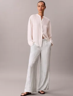 Calvin Klein Hose aus Viskose-Jacquard mit Blumenmuster^Damen Hosen & Shorts