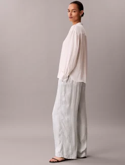 Calvin Klein Hose aus Viskose-Jacquard mit Blumenmuster^Damen Hosen & Shorts