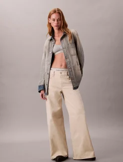 Calvin Klein Hose mit extra weitem Bein aus Twill^Damen Hosen & Shorts