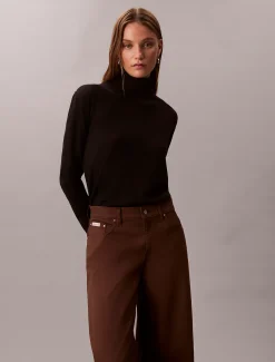 Calvin Klein Hose mit extra weitem Bein aus Twill^Damen Hosen & Shorts